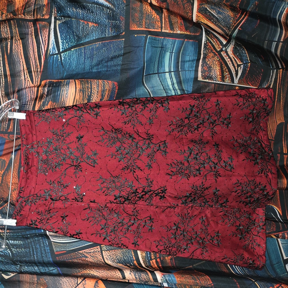 SHEIN X Womens XS Red and Black Lace Long Skirt (Travis-11)